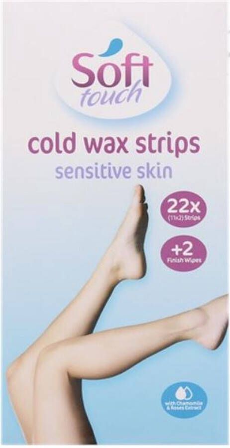 Rheme 2 Soft touch koude wax strips 22 strips 2 doekjes Speciaal voor gevoelige huid + GRATIS Liniaal