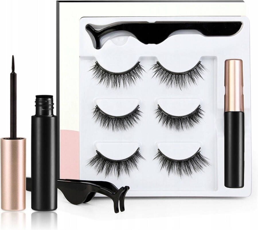 Rheme Magnetische Wimpers Eyeliner & Pincet Wimper Extension 3 Paar Nepwimpers Lashes Set