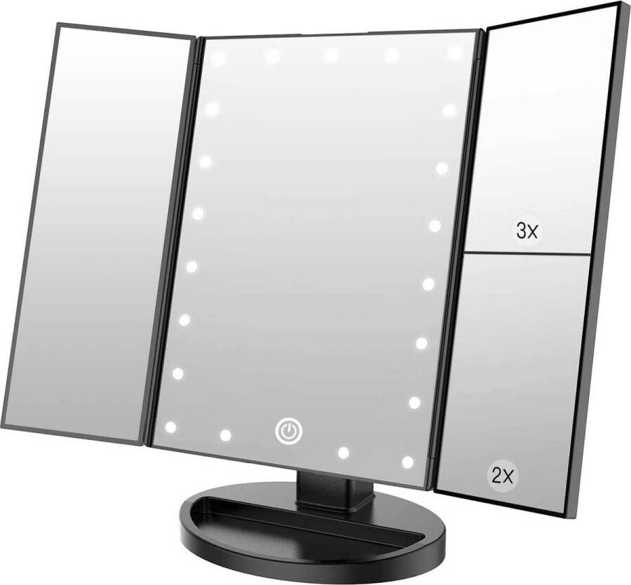 Rheme Make-up Spiegel met LED Verlichting Vergrootspiegel Cosmetica Visagie Spiegel 22 LED's Draaibaar USB & Batterij