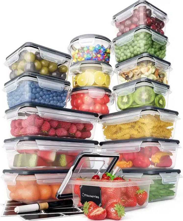 Rheme Vershoudbakjes Voedsel Opbergbakjes Meal Prep Bakjes Diepvriesbakjes Luchtdicht Waterdicht BPA Vrij Magnetronbakjes 18 delige Set