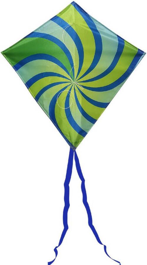 Rhombus junior diamond vlieger groen voor kinderen 65 x 65 cm Kindervlieger Strandspeelgoed Buitenspeelgoed