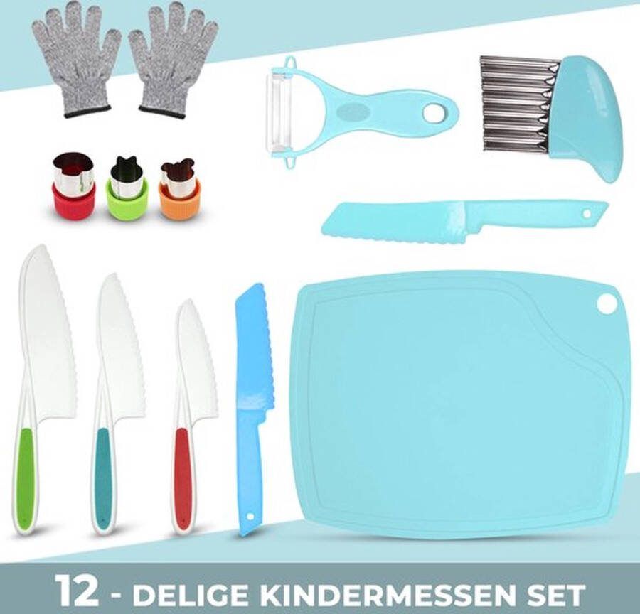 Ribaflex kindermessenset kiddikutter 12 Delige Set Kinderbestek Kindvriendelijke messen