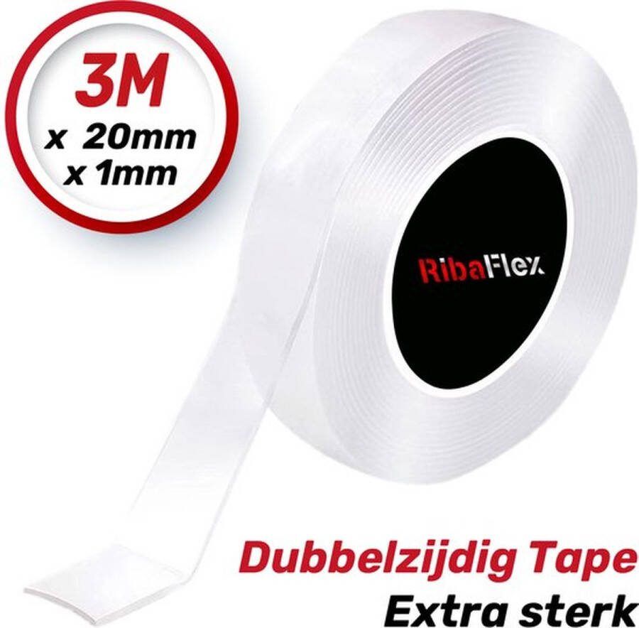 Ribaflex Nano tape Extra Sterk Dubbelzijdige Tape 3 Meter Lang Sterke kleefkracht Klussen Herbruikbaar