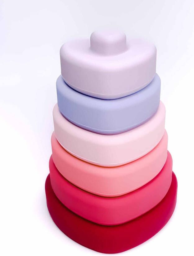 Ricama Siliconen stapeltoren speelgoed educatief siliconen baby speelgoed voor peuters gekleurde stapeltoren hartjes toren