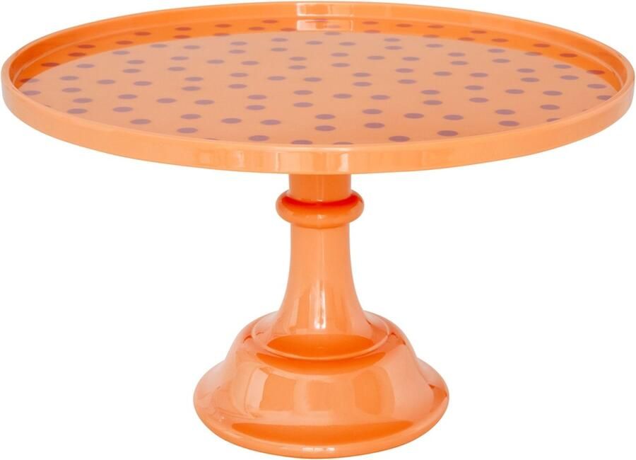 Rice melamine taartplateau abrikoos met lila paarse stippen
