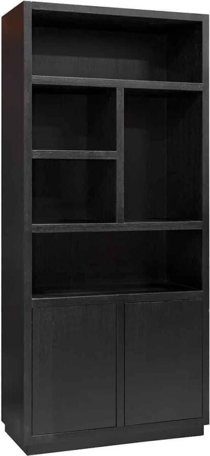 Richmond Interiors Richmond Boekenkast 'Oakura' Eikenhout 220 x 100cm kleur zwart