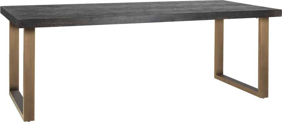 Richmond Interiors Richmond Eettafel Blackbone Eikenhout en Staal Brass 220 x 100cm Zwart