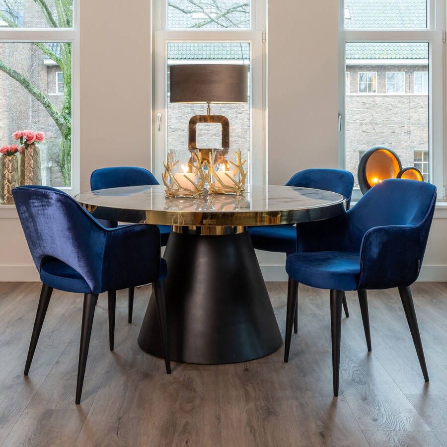 Richmond Interiors Richmond Ronde Eettafel Odin Ø140cm Faux Marmer Goud