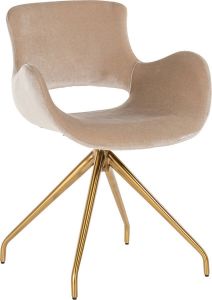 Richmond Interiors Richmond Eetkamerstoel 'Sierra' Velvet kleur Zand Goud