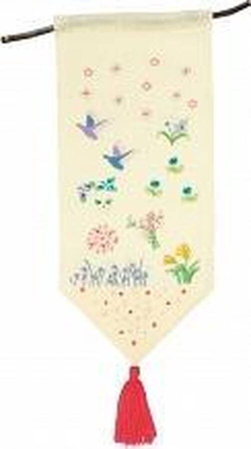 Rico design Borduurpakket wandhanger vogels en bloemen voorbedrukt