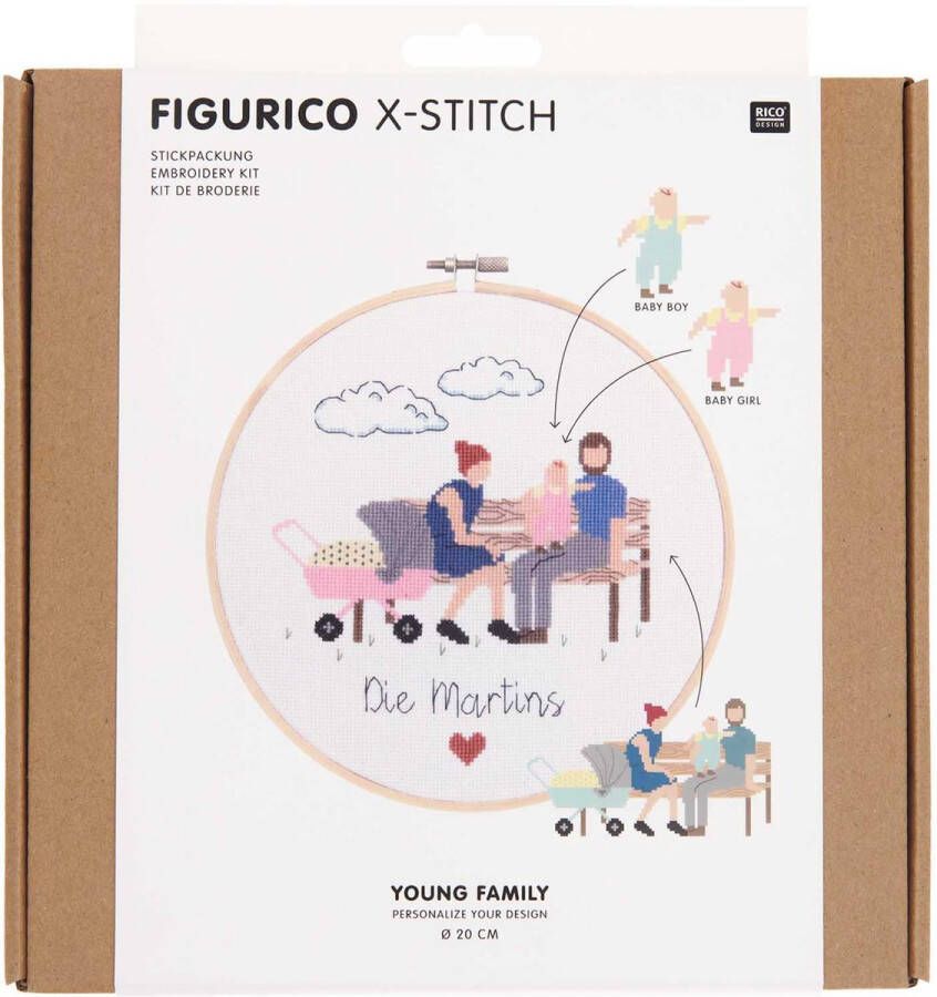 Rico design borduurpakket Young Family | Borduren | DIY pakket | Creatief cadeau