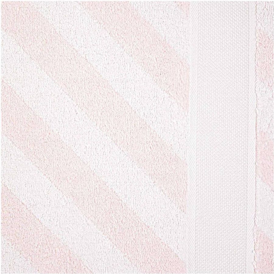 Rico design Gastendoek roze streep met borduurrand van 740260.61
