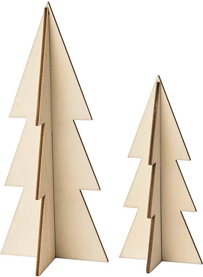 Rico design Houten Kerstboom 2 stuks 3D