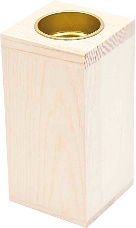 Rico design Kaarsenhouder hout 12x6x6cm