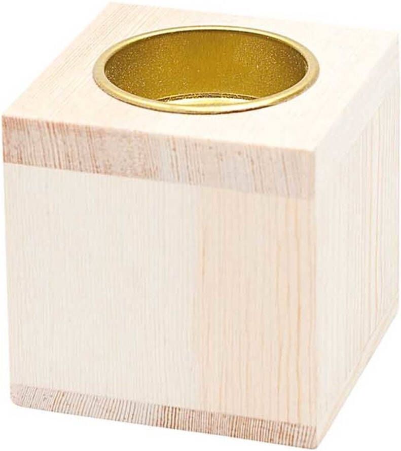 Rico design Kaarsenhouder hout 6x6x6cm