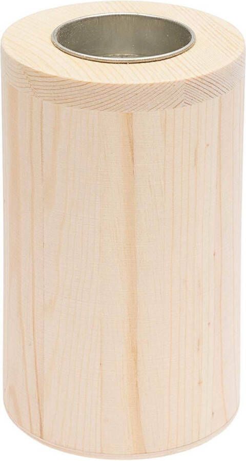 Rico design Kaarsenhouder hout rond 12 X 7 5 cm. FSC 100%