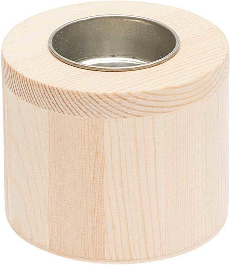 Rico design Kaarsenhouder hout rond 6 X 7 5 cm. FSC 100%