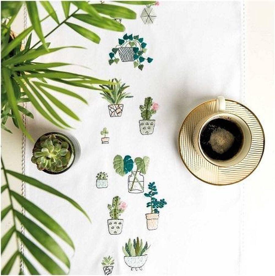 Rico design Voorbedrukte loper cactussen van Rico 67416.54.18 om te borduren 40x150cm