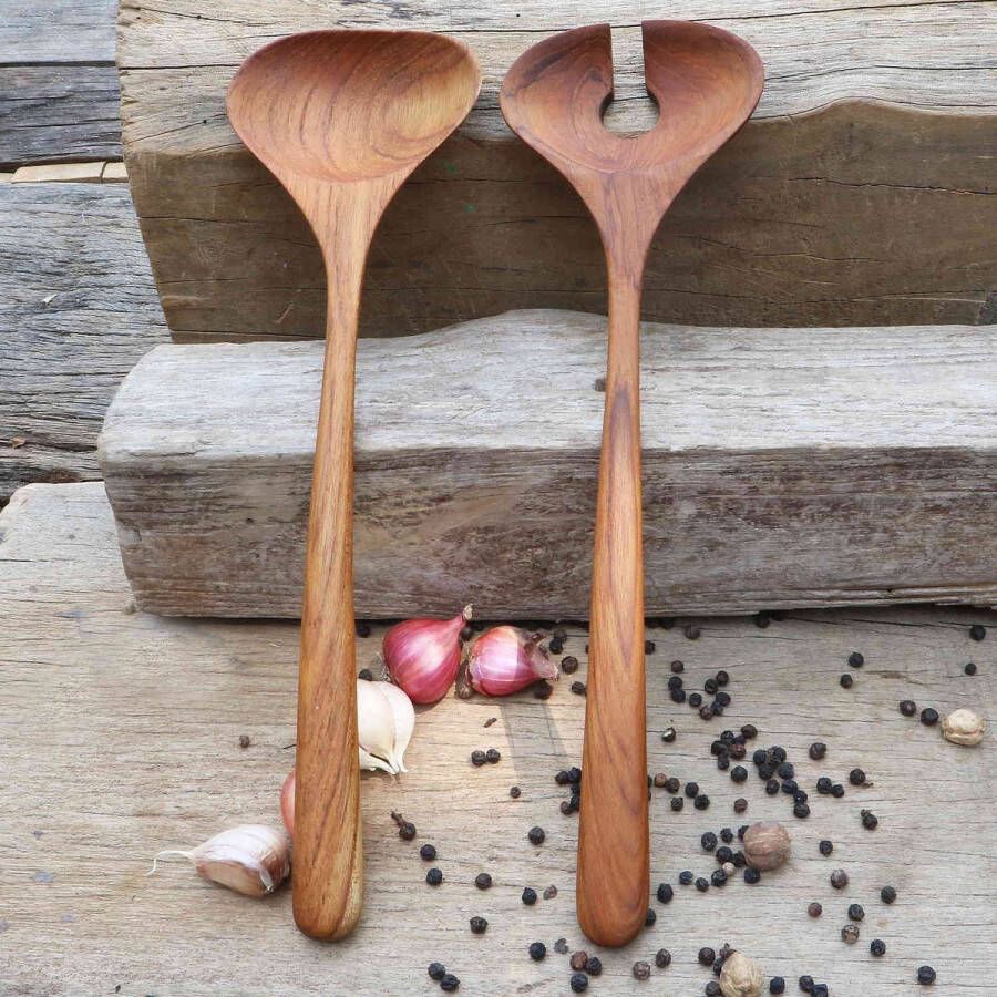 Rico & Plato Cosy en Trendy salade serveerset teakhout 2-Delig