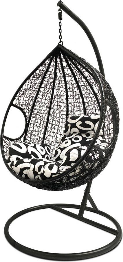Rijoka Hangstoel Eggy Twisted Schommelstoel – Zwart Rattan Medium