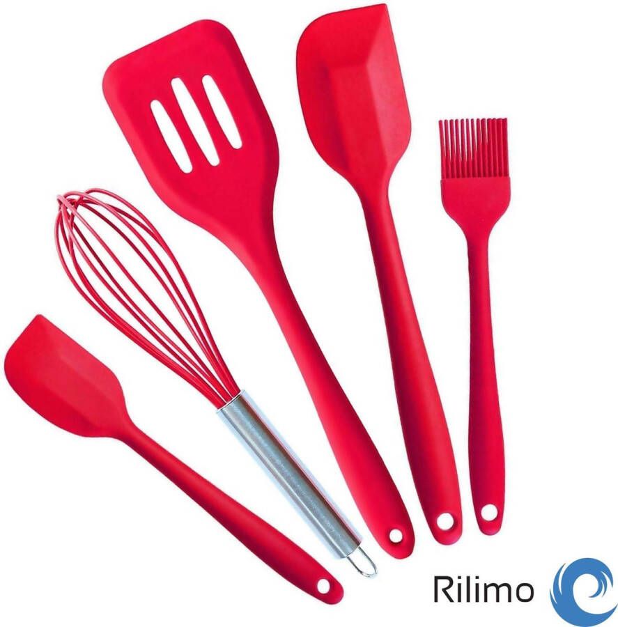 Rilimo Keukengerei Set Kookgerei Set Spatels Keukengerei Keukenset 5 Delig Rood