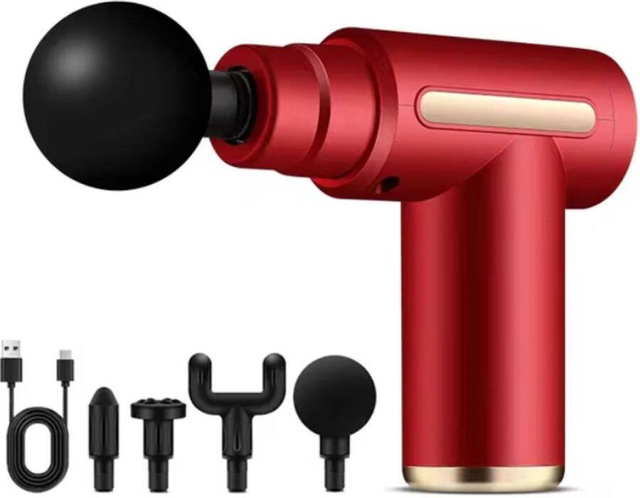 Rimarkable Rode massage gun Massage apparaat inc. 4 massage opzetten draadloos 3200 tpm Diepe spierontspanning