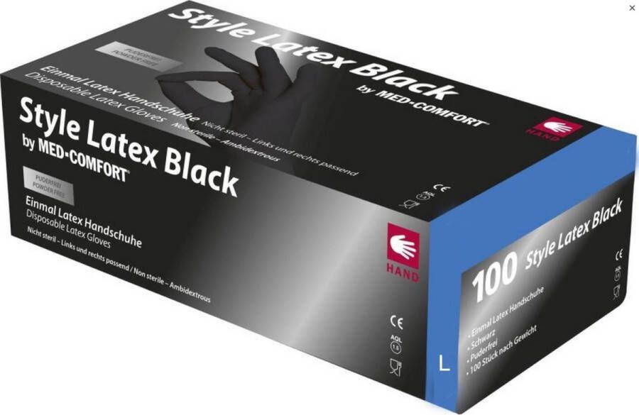 Rimba Latex Play Black Ninja Latex Wegwerphandschoenen 100 stuks L
