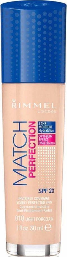 Rimmel London 3x Rimmel Match Perfection Foundation 010 Light Porcelain 30 ml