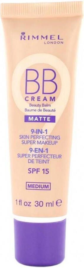 Rimmel London BB Cream 9-in-1 Matte Skin Perfecting Super Makeup Medium BB Cream