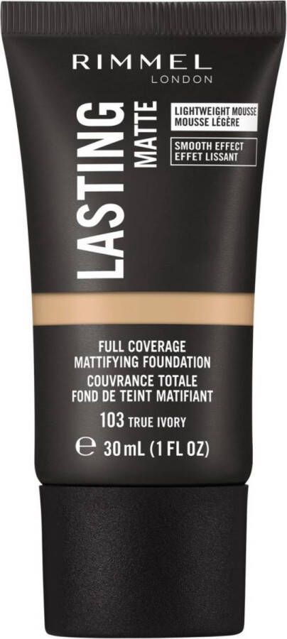 Rimmel London Lasting Matte Full Coverage Foundation 103 True Ivory