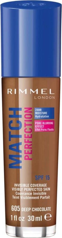 Rimmel London Match Perfection Foundation 605 Deep Chocolate