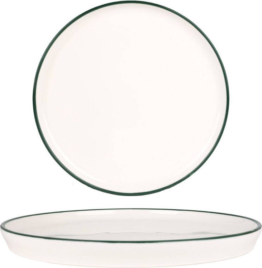 Rinart Dinerbord Green Edge Porselein 28 cm set van 6