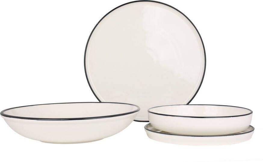 Rinart serviesset Black Edge 24 delig 6 persoons Porselein