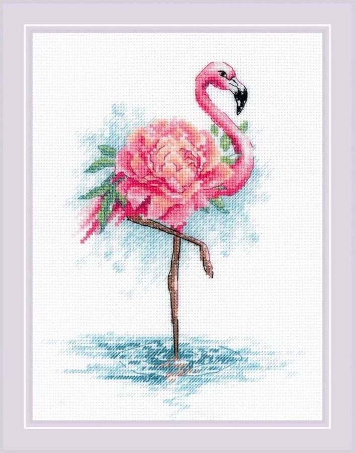 Riolis Borduurpakket Blooming Flamingo