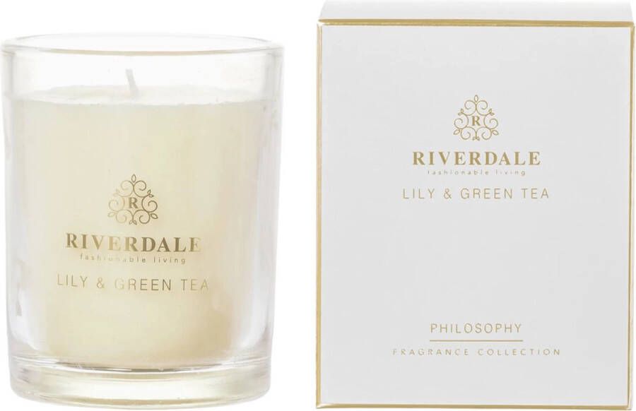 Riverdale Boutique Geurkaars in pot Lily & Green Tea 10cm grijs