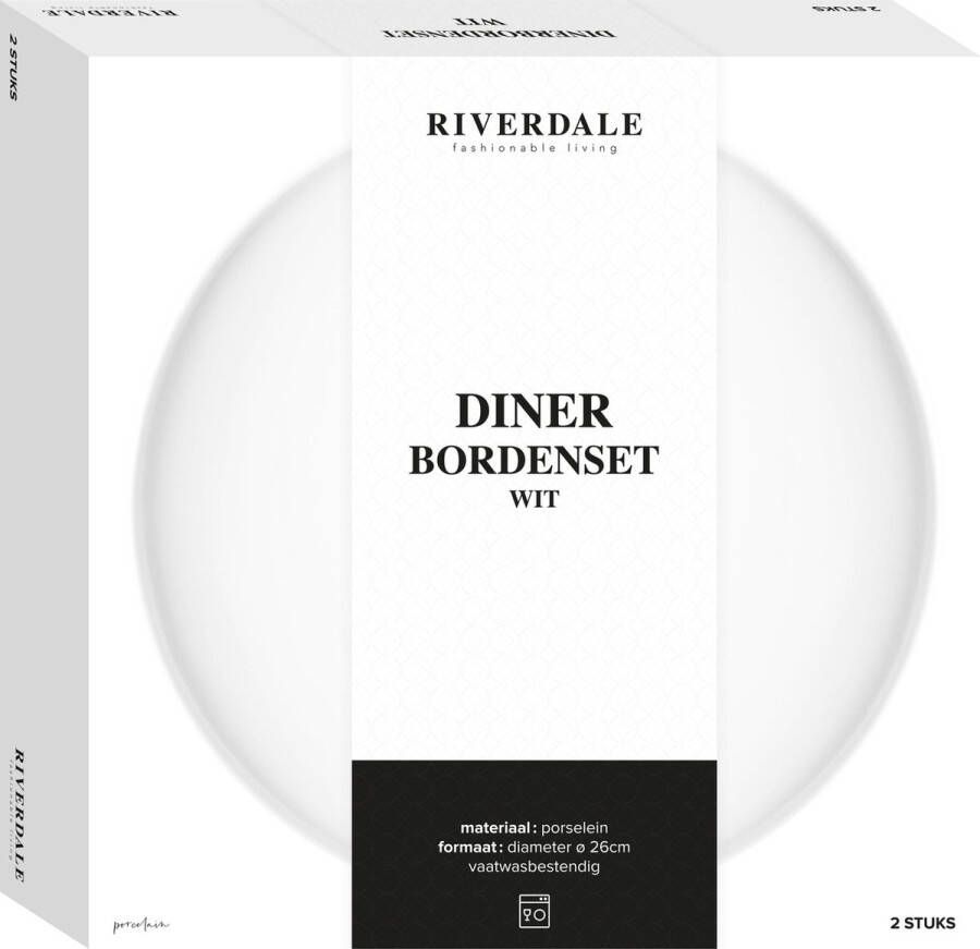 Riverdale Endless servies dinerbord 26cm wit set 2 stuks