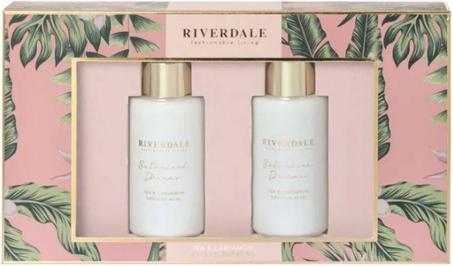 Riverdale Fashionable Living Giftset 2 x diffuser 40 ml Luca Pink Tea & Cardamom Cadeauset geurstokjes thee & kardamom Cadeauverpakking