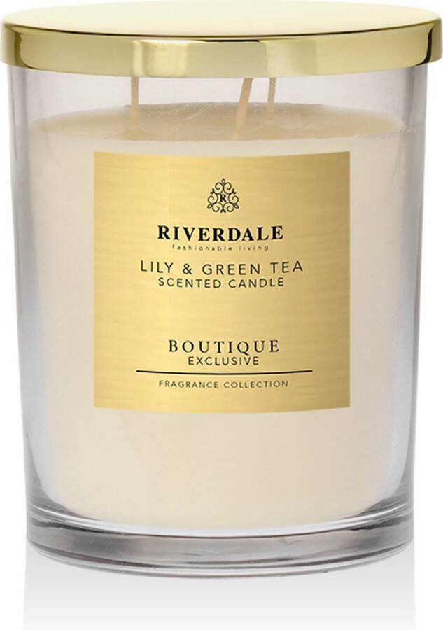 Riverdale Geurkaars Boutique Exclusive lijn Geurkaars in pot Lily & Green Tea 13cm hoog