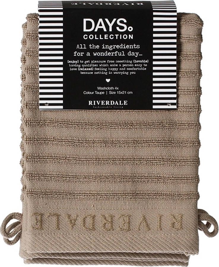 Riverdale Washandjes Days Beige Set van 4