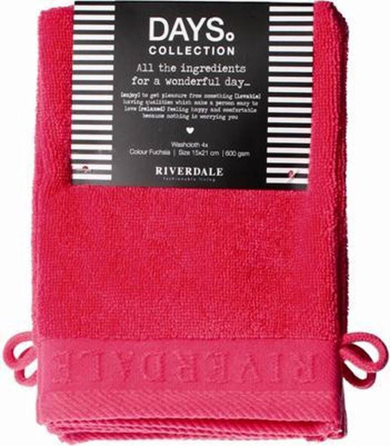 Riverdale Washandjes Days Fuchsia Set van 4