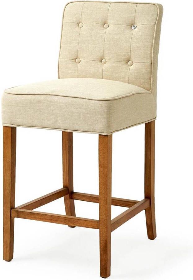 Riviera Maison Barkruk Met Rugleuning Cape Breton Counter Stool Linnen Flax Naturel