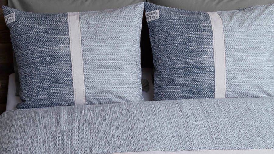 Linolux Rivièra Maison Amsterdam Loft dekbedovertrek 100% katoen Lits-jumeaux (240x200 220 cm + 2 slopen) Blauw grijs