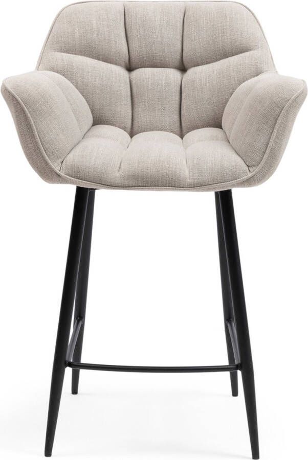 Riviera Maison Barkruk Met Rugleuning Carnaby Counter Chair Mouliné Linnen Naturel