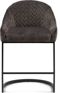 Riviera Maison Barkruk Met Rugleuning Lincoln Counter Chair Velvet Antraciet Grijs