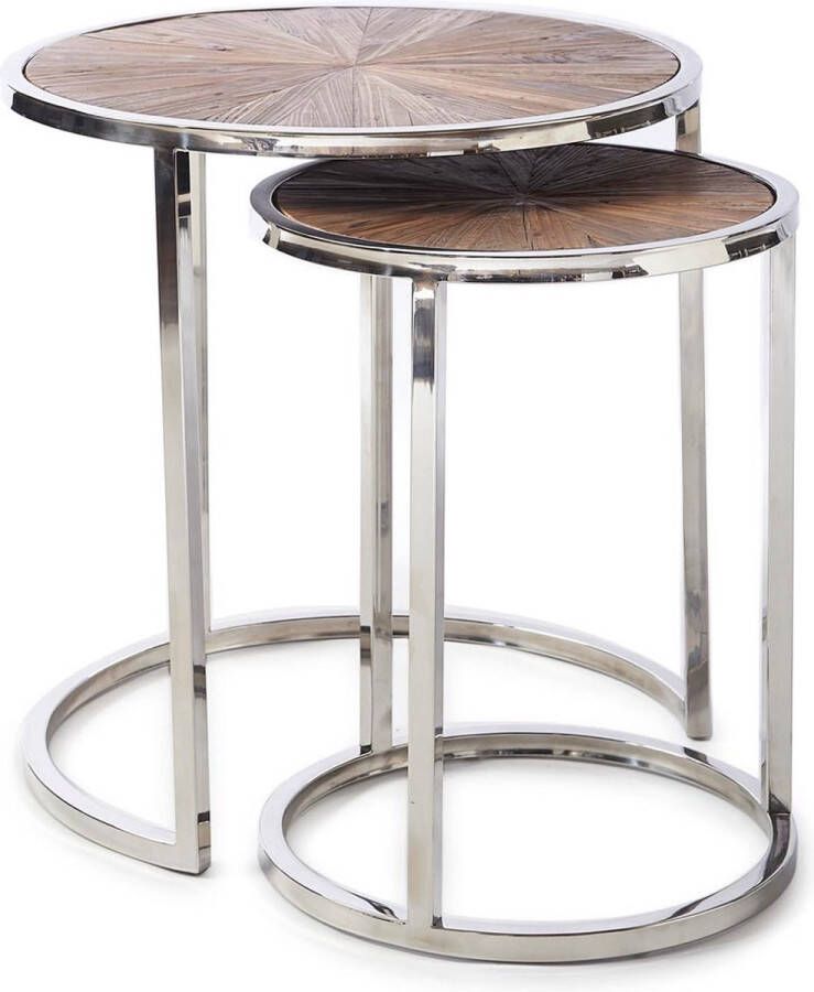 Riviera Maison Bijzettafel Rond Greenwich End Table Set Van 2 Stuks Zilver