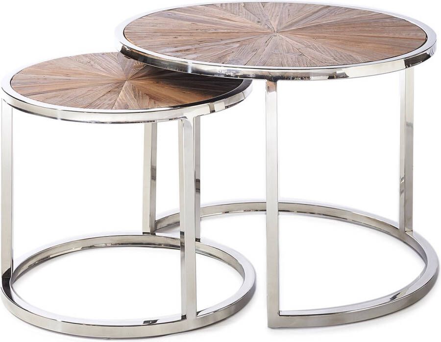 Riviera Maison Bijzettafel Rond Greenwich Table Set Van 2 Stuks Zilver