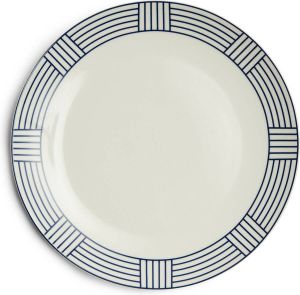 Riviera Maison bord dinerbord gestreept Shoreline Dinner Plate Blauw Wit Porselein 1 stuk