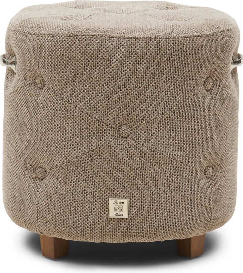 Riviera Maison Bowery Footstool Melting Silver Polyester Acryl Rubberhout Smeltend Zilver 43.0x43.0x46.0 cm