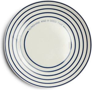 Riviera Maison buffetbordje bord strepen Shoreline Side Plate Blauw Wit Porselein 1 stuk