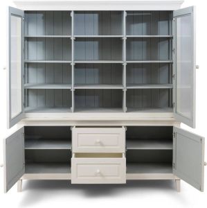 Riviera Maison Buffetkast keukenkast groot Bedford Cabinet XL Mangohout gehard Glas Wit